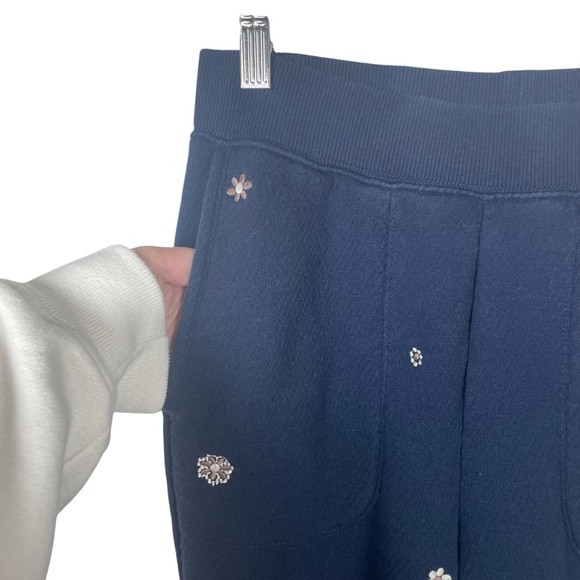 NWOT Madewell MWL Airyterry Floral Embroidered Tapered Sweatpants Navy Size XXS - Picture 7 of 16